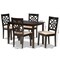 Baxton Studio Nicolette Modern and Contemporary Sand Fabric and Dark Brown Finished Wood 5-Piece Dining Set 176-11386-8026-Zoro - alternate 3